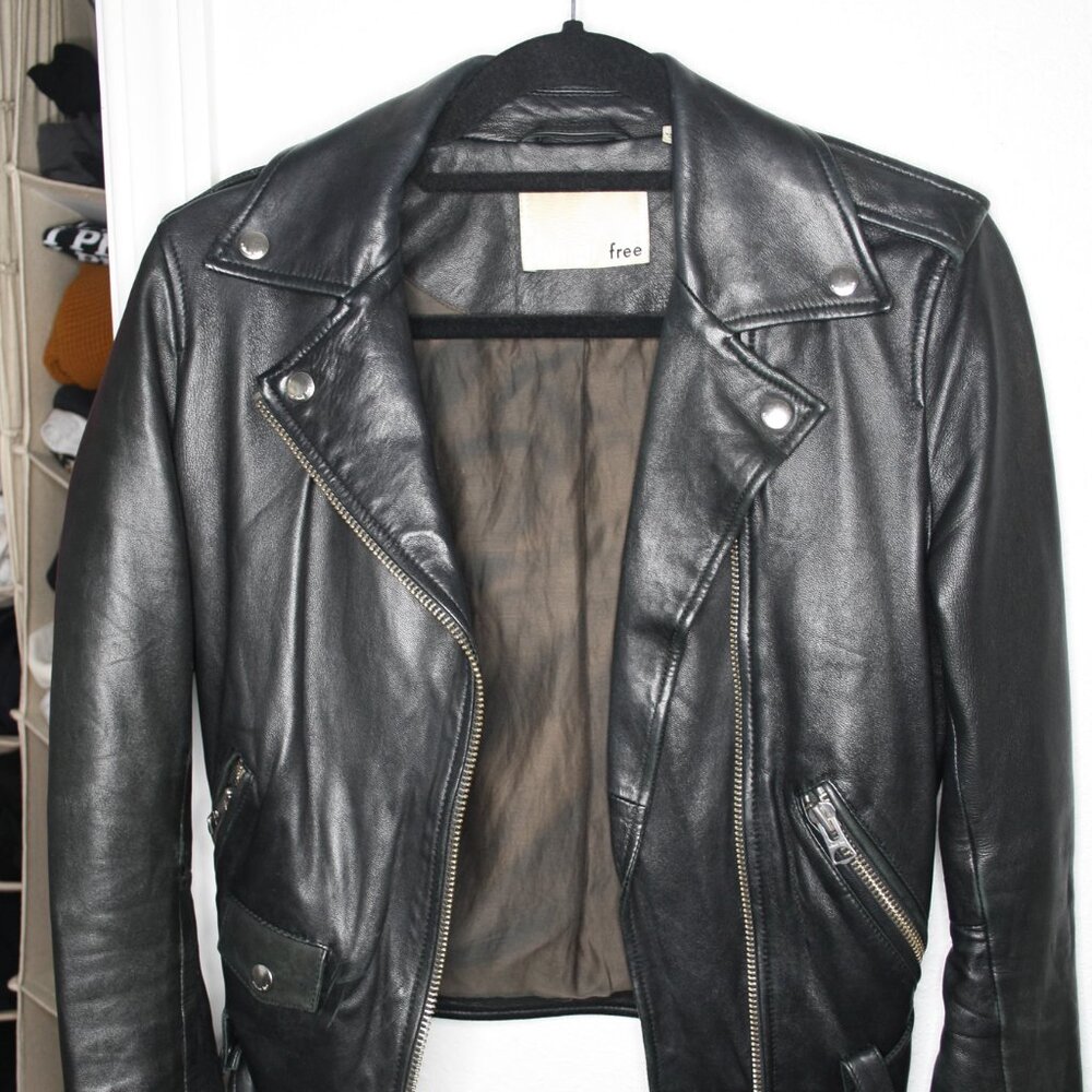 Wilfred Black Biker Jacket with Silver Accents